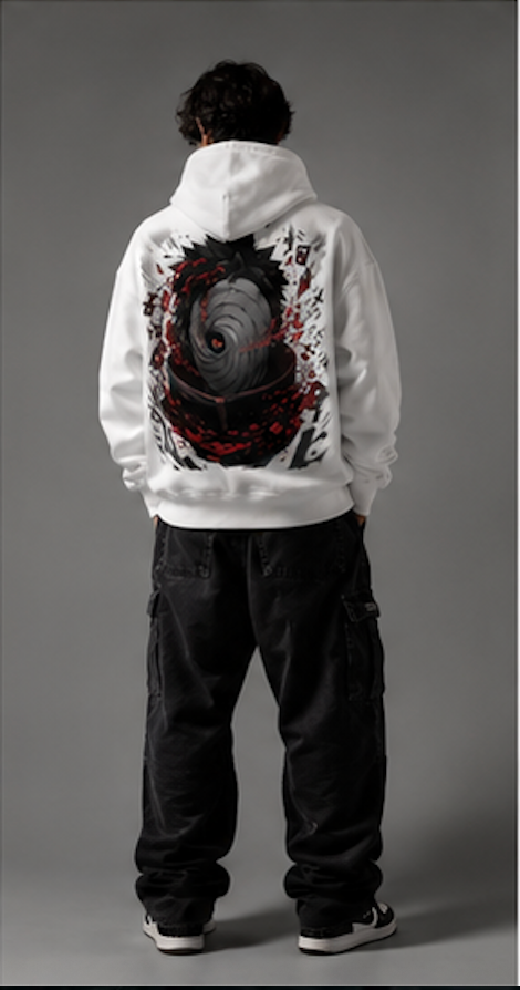 Hoodie — Dark Spiral Anime Hoodie with Red Vortex Back Print